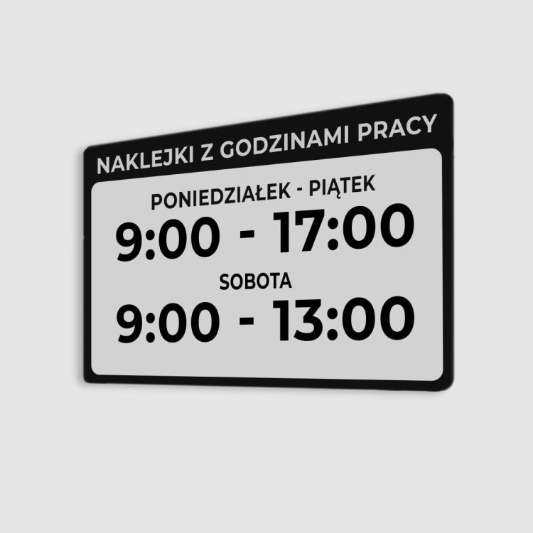Naklejka godziny otwarcia